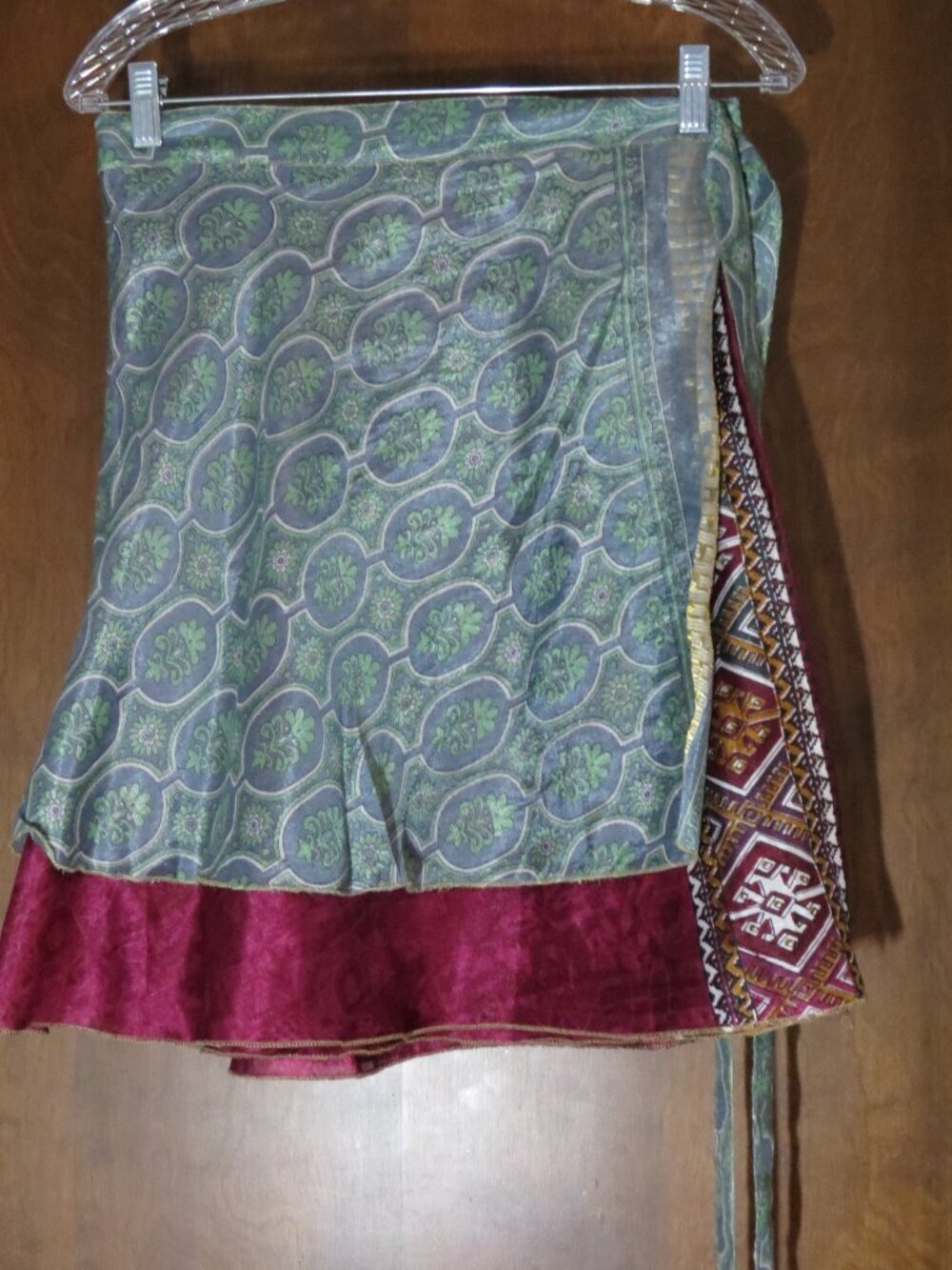 Darn Good Yarn Sari Silk Wrap Skirt XL 8-20 Mini Reversible